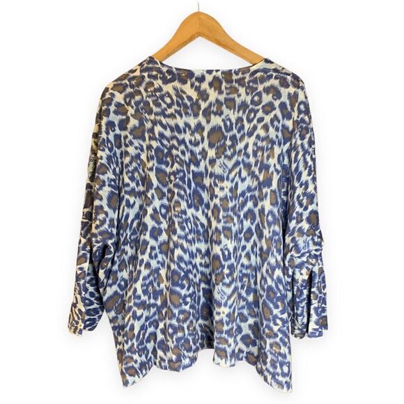 Gerard Darel Paris‎ Cheetah Print Lightweight Knit Top Blue Size 3 US M - Picture 4 of 11